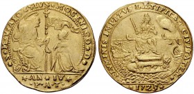 EUROPÄISCHE MÜNZEN UND MEDAILLEN 
 ITALIEN 
 VENEZIA (VENETO) 
 ALVISE MOCENIGO III, 1722-1732. Goldene Osella zu 4 Zecchinen 1725. Der sitzende hl...