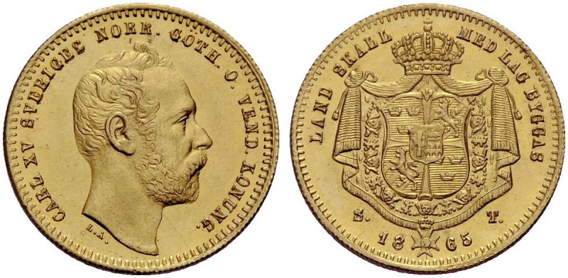 EUROPÄISCHE MÜNZEN UND MEDAILLEN 
 SCHWEDEN 
 KARL XV., 1859-1872. Dukat 1865 ...
