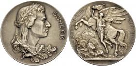 MEDAILLEN 
 SCHILLER, FRIEDRICH 1759-1805. Medaille 1905 (von Mayer & Wilhelm, Stuttgart) zu Schillers 100. Todestag. Belorbeerte Büste r. über Eiche...