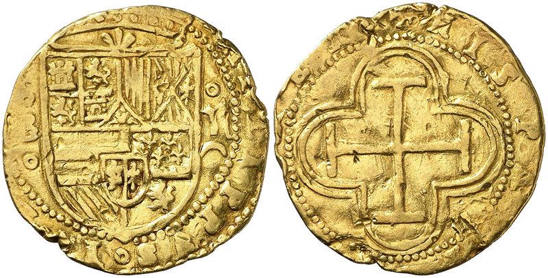 s/d. Felipe II. Burgos. 2 escudos. (Cal. 32, mismo ejemplar) (Tauler 3, mismo ej...