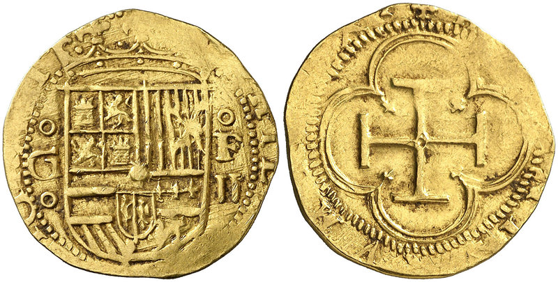 s/d. Felipe II. Granada. F. 2 escudos. (Cal. 46, mismo ejemplar) (Tauler 17, mis...