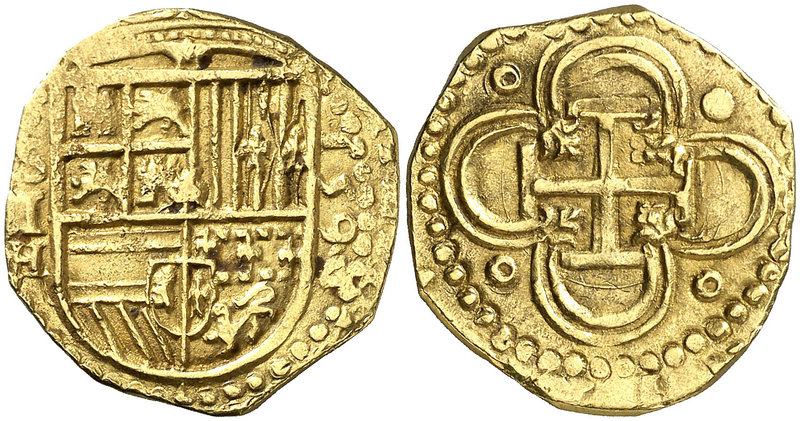 1591/0. Felipe II. Sevilla. H. 2 escudos. (Cal. 72) (Tauler 43). 6,77 g. Ex Cole...