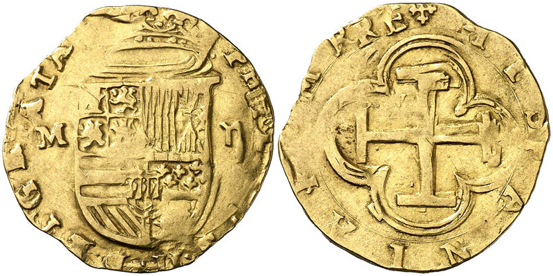 s/d. Felipe II. Toledo. M. 2 escudos. (Cal. falta) (Tauler 58, mismo ejemplar de...
