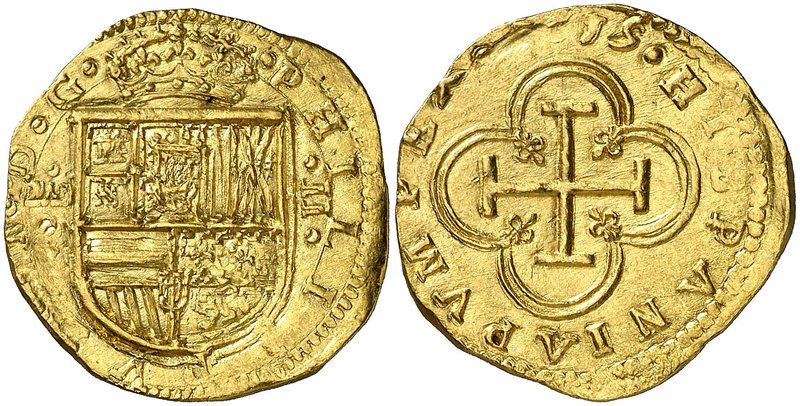 (1)615. Felipe III. Madrid. G. 2 escudos. (Cal. 20) (Tauler falta). 6,72 g. Muy ...