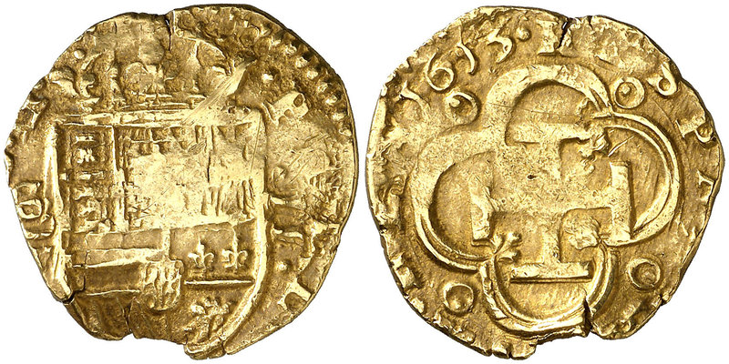 1613. Felipe III. Sevilla. V. 2 escudos. (Cal. 43) (Tauler 95). 6,70 g. La fecha...