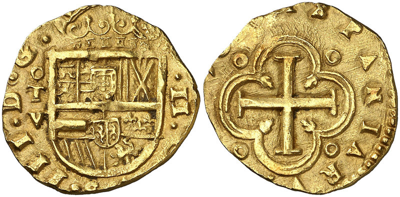 16(14). Felipe III. Toledo. V. 2 escudos. (Cal. 55, es una impronta del mismo ej...