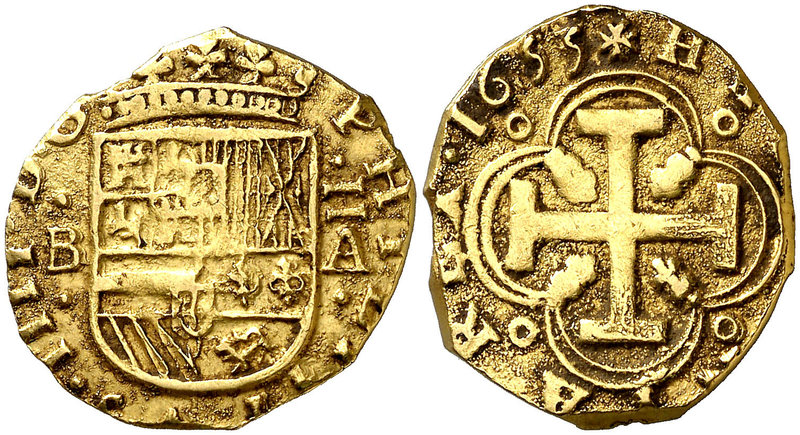 1655/3. Felipe IV. Barcelona. A. 2 escudos. (Cal. falta) (Tauler falta) (Cru.C.G...