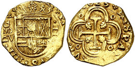 1625. Felipe IV. MD (Madrid). V. 2 escudos. (Cal. 139) (Tauler 124, mismo ejemplar). 6,72 g. Pequeñas zonas flojas de acuñación, pero todos los datos ...