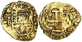 163(...). Felipe IV. MD (Madrid). BI. 2 escudos. (Cal. 144, mismo ejemplar como ensayador B) (Tauler 129, mismo ejemplar como ensayador B). 6,70 g. Au...