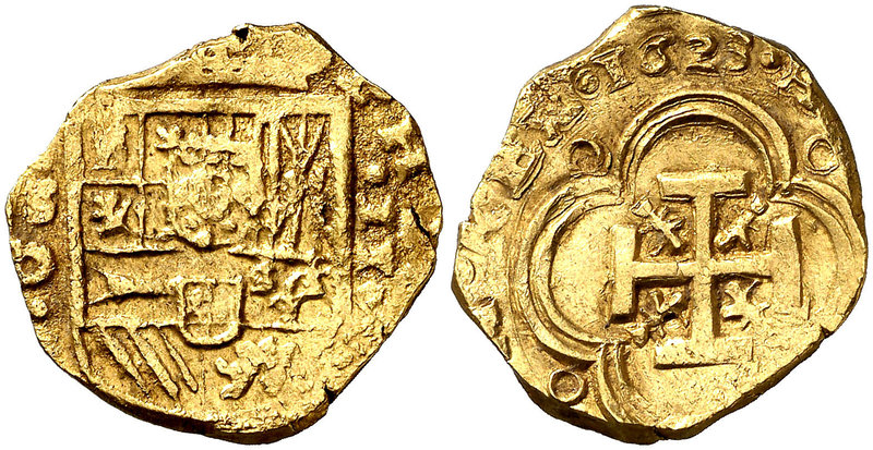 1623. Felipe IV. Sevilla. D. 2 escudos. (Cal. 186) (Tauler 168). 6,77 g. Sólo co...