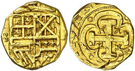 (1673). Carlos II. Barcelona. A. 2 escudos. (Cal. 120). 6,72 g. A pesar de no tener la fecha visible puede atribuirse a este reinado por su estilo y l...