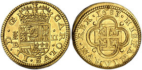 1683. Carlos II. Segovia. BR. 2 escudos. (Cal. 163). 6,25 g. Mínimo golpecito. Muy bella. Brillo original. Ex Colección Isabel de Trastámara 14/12/201...