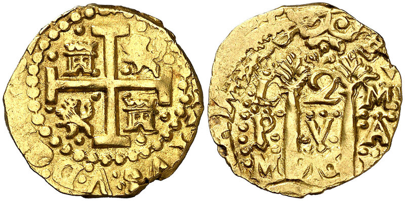 1716. Felipe V. Lima. M. 2 escudos. (Cal. 295) (Tauler 253a). 6,75 g. Doble fech...