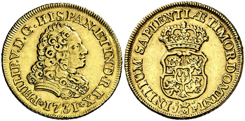1731. Felipe V. Madrid. JF. 2 escudos. (Cal. 332). 6,74 g. Sin indicación de val...
