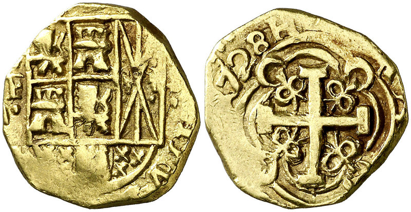 1728. Felipe V. Santa Fe de Nuevo Reino. S. 2 escudos. (Cal. 383) (Tauler 289) (...