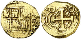 17(24). Luis I. Santa Fe de Nuevo Reino. S. 2 escudos. (Cal. 8) (Tauler 311) (Restrepo M90-2). 6,65 g. LVDVVICVS / PHILIPPVS. Leones y castillos. Ex C...