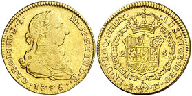 1775/2. Carlos III. Madrid. PJ. 2 escudos. (Cal. 448 var). 6,67 g. MBC-/MBC.