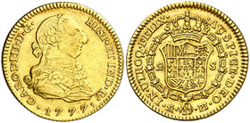 1777/6. Carlos III. Madrid. PJ. 2 escudos. (Cal. 450 var). 6,72 g. Buen ejemplar. MBC+.
