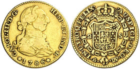 1786/4. Carlos III. Madrid. DV. 2 escudos. (Cal. 456 var). 6,73 g. MBC-/MBC.