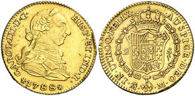 1788/177(...). Carlos III. Madrid. M. 2 escudos. (Cal. 459 var). 6,74 g. Golpecitos. Ex Áureo & Calicó 16/03/2017, nº 1310. (MBC+).