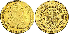 1787. Carlos III. Sevilla. CM/CF. 2 escudos. (Cal. 582 var). 6,66 g. BC+/MBC-.