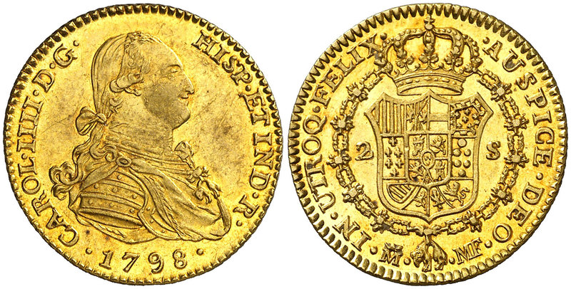 1798. Carlos IV. Madrid. MF. 2 escudos. (Cal. 335). 6,79 g. Muy bella. Brillo or...