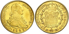 1803. Carlos IV. Madrid. FA/MF. 2 escudos. (Cal. 345 var). 6,72 g. MBC+.