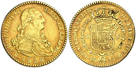 1803. Carlos IV. Madrid. FA. 2 escudos. (Cal. 345). 6,64 g. Leves rayitas. Bonito color. MBC+/EBC-.