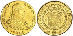 1800/799. Carlos IV. Sevilla. CN. 2 escudos. (Cal. 452 var). 6,73 g. Parte de brillo original. EBC-.