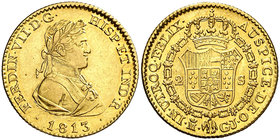 1813. Fernando VII. Madrid. GJ. 2 escudos. (Cal. 207). 6,78 g. Leves marquitas. Bella. Parte de brillo original. Ex Colección de 2 reales y 2 escudos,...