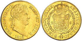 1818. Fernando VII. Madrid. GJ. 2 escudos. (Cal. 214). 6,80 g. Bella. Brillo original. Preciosa pátina. Ex Colección Mariana Pineda, Áureo 16/11/2005,...