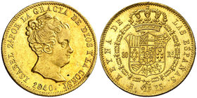 1840. Isabel II. Barcelona. PS. 80 reales. (Cal. 56). 6,73 g. Bella. Brillo original. EBC/EBC+.