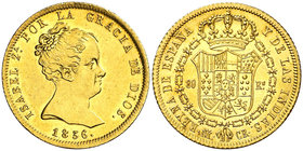 1836. Isabel II. Madrid. CR. 80 reales. (Cal. 69). 6,73 g. Bella. Brillo original. Rara así. S/C-.
