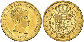 1837. Isabel II. Madrid. CR. 80 reales. (Cal. 70). 6,75 g. Atractiva. Parte de brillo original. Ex Colección O'Callaghan 10/11/2016, nº 499. Escasa. E...