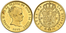 1838. Isabel II. Madrid. CL. 80 reales. (Cal. 71). 6,74 g. Bella. Brillo original. Ex Colección O'Callaghan 10/11/2016, nº 500. Rara así. EBC-/EBC.