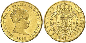 1843. Isabel II. Madrid. CL. 80 reales. (Cal. 76). 6,77 g. Leves marquitas. Bella. Brillo original. Ex Colección Isabel de Tastámara 29/10/2015, nº 13...