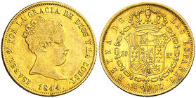 1844. Isabel II. Madrid. CL. 80 reales. (Cal. 77). 6,80 g. Golpecito. Parte de brillo original. MBC/EBC-.