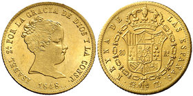 1848. Isabel II. Madrid. CL. 80 reales. (Cal. 81). 6,72 g. Bella. Ex Colección Permanyer 28/04/2016, nº 635. Rara y más así. EBC+.
