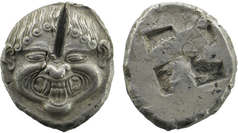 MACEDON, Neapolis. Circa 525-450 BC. AR Stater
Obv: Gorgoneion with protruding ...