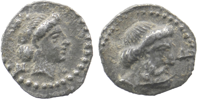 CILICIA, Nagidos. Circa 400-380 BC. AR Obol
Head of Aphrodite right / Bearded he...