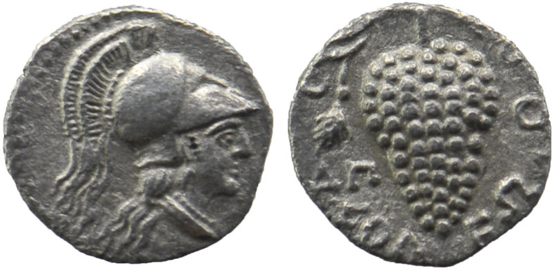 CILICIA, Soloi. Circa 410-375 BC. AR Obol
Helmeted head of Athena right.
Rev:Gra...