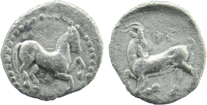 CILICIA, Kelenderis. Circa 425-400 BC. AR Obol
Horse prancing right / Goat kneel...