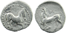 CILICIA, Kelenderis. Circa 425-400 BC. AR Obol
Horse prancing right / Goat kneeling left, head reverted.
SNG France 116; SNG von Aulock 5643
0,71 gr. ...