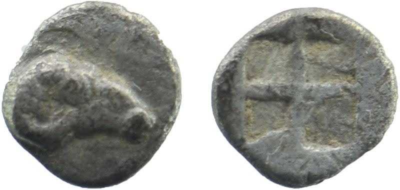 TROAS, Kebren. 5th century BC. AR Obol . R
Ram’s head right / Quadripartite incu...