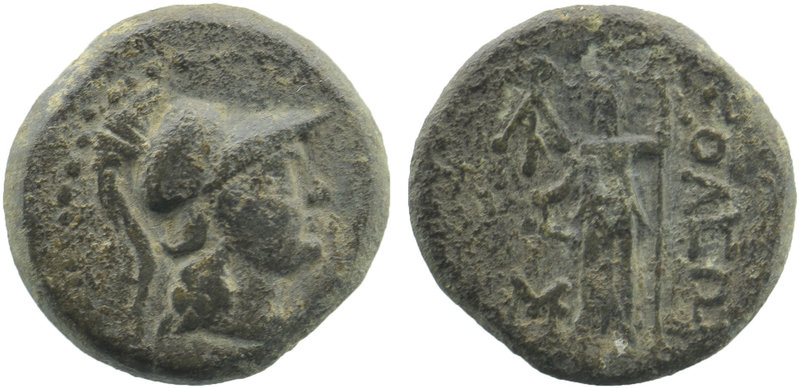 CILICIA. Soloi-Pompeiopolis. Ae (2nd-1st centuries BC). 
Helmeted head of Athena...
