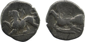 Sikyonia, Sikyon. Ca. 330/20-280 B.C. AR hemidrachm 
Chimaera advancing left;
Dove flying left; one pellet above tail feathers. 
BCD 292; SNG Copenhag...