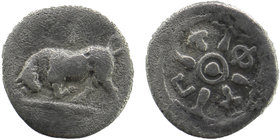PHLIASIA, Phlious. Circa 400-350 BC. AR Trihemiobol
Bull butting left; I above
Wheel with four spokes; with pellet in axle, Φ and Π in lower quarter, ...