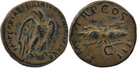 Hadrian (117-138), Quadrans, Rome, AD 121-122 AE 
MP CAESAR TRAIAN - HADRIANVS AVG], eagle looking l., Rv. P M - TR P COS - III, winged thunderbolt be...