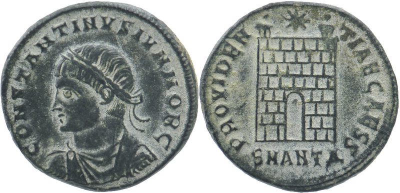 Constantius II Æ Nummus. Antioch, AD 325-326.
Obv: FL IVL CONSTANTIVS NOB C, dr...