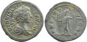 Caracalla. A.D. 198-217. AR denarius Rome, A.D. 199.
MP CAES M AVR ANTON AVG, laureate, draped and cuirassed bust of Caracalla right
Rev: PONTIF TR ...